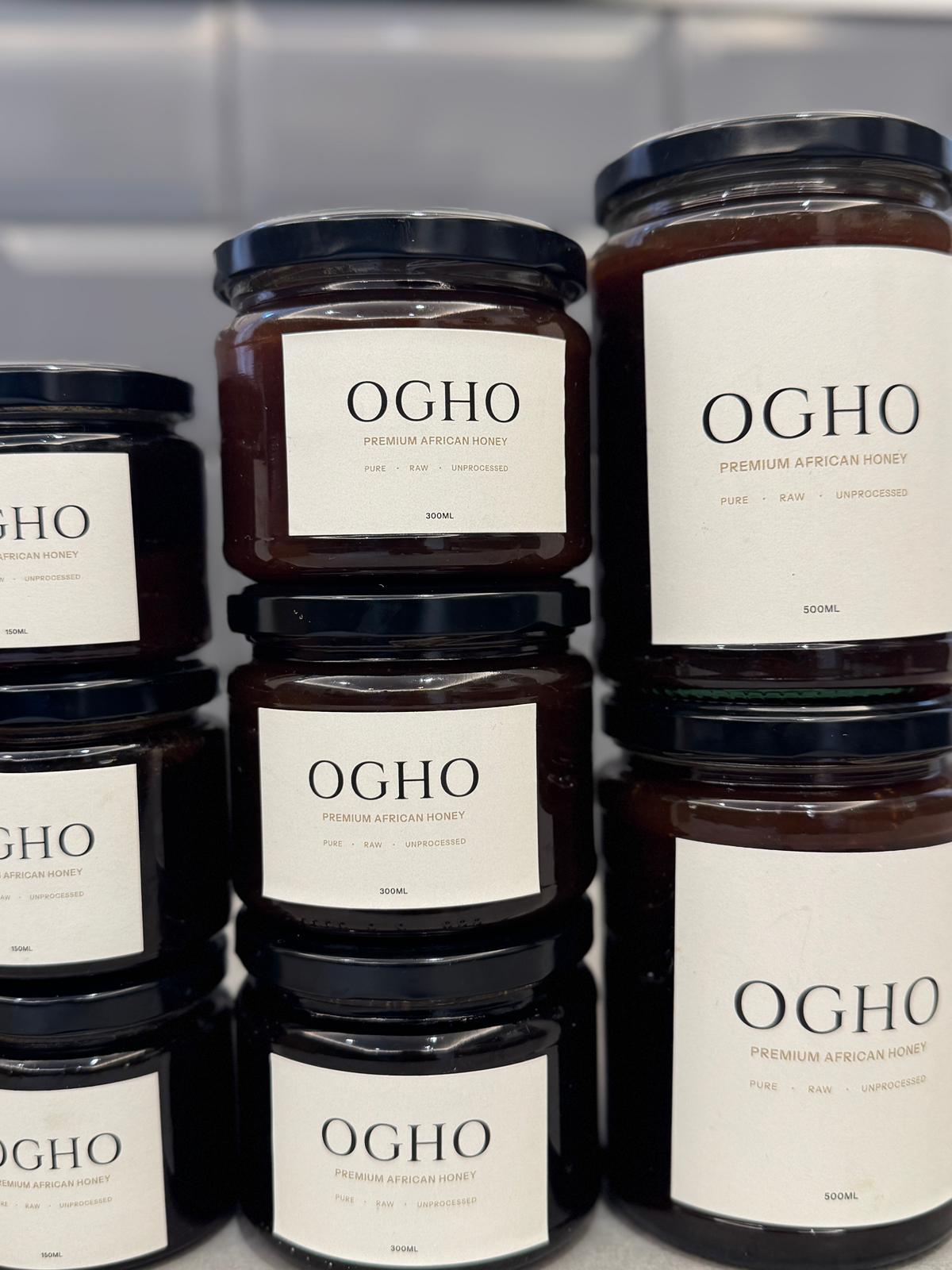 Stacked OGHO honey jars